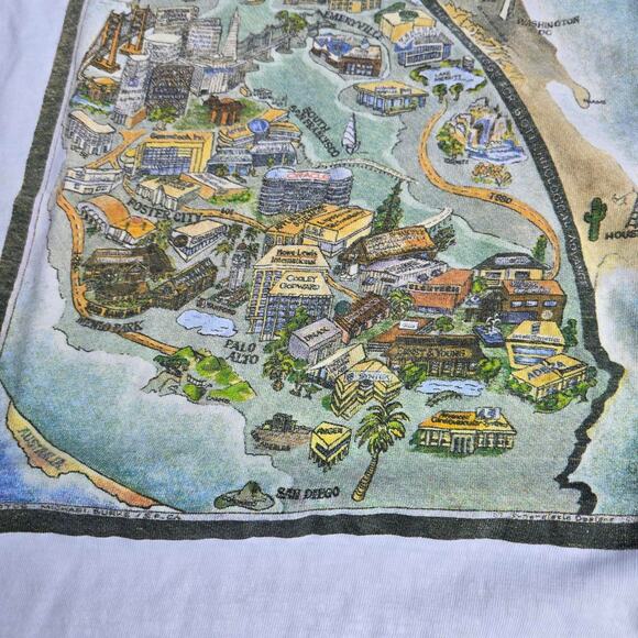 Vtg 90s BIOTECH BAY California Map Graphic Tee Shirt Lg Single Stitch USA Made - Picture 4 of 6